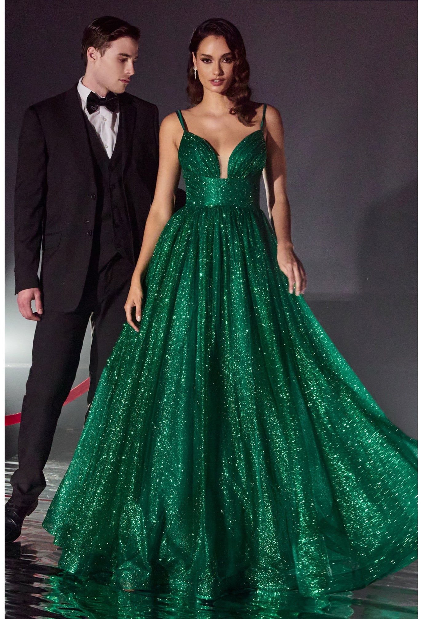 LAYERED GLITTER BALL GOWN- CD996