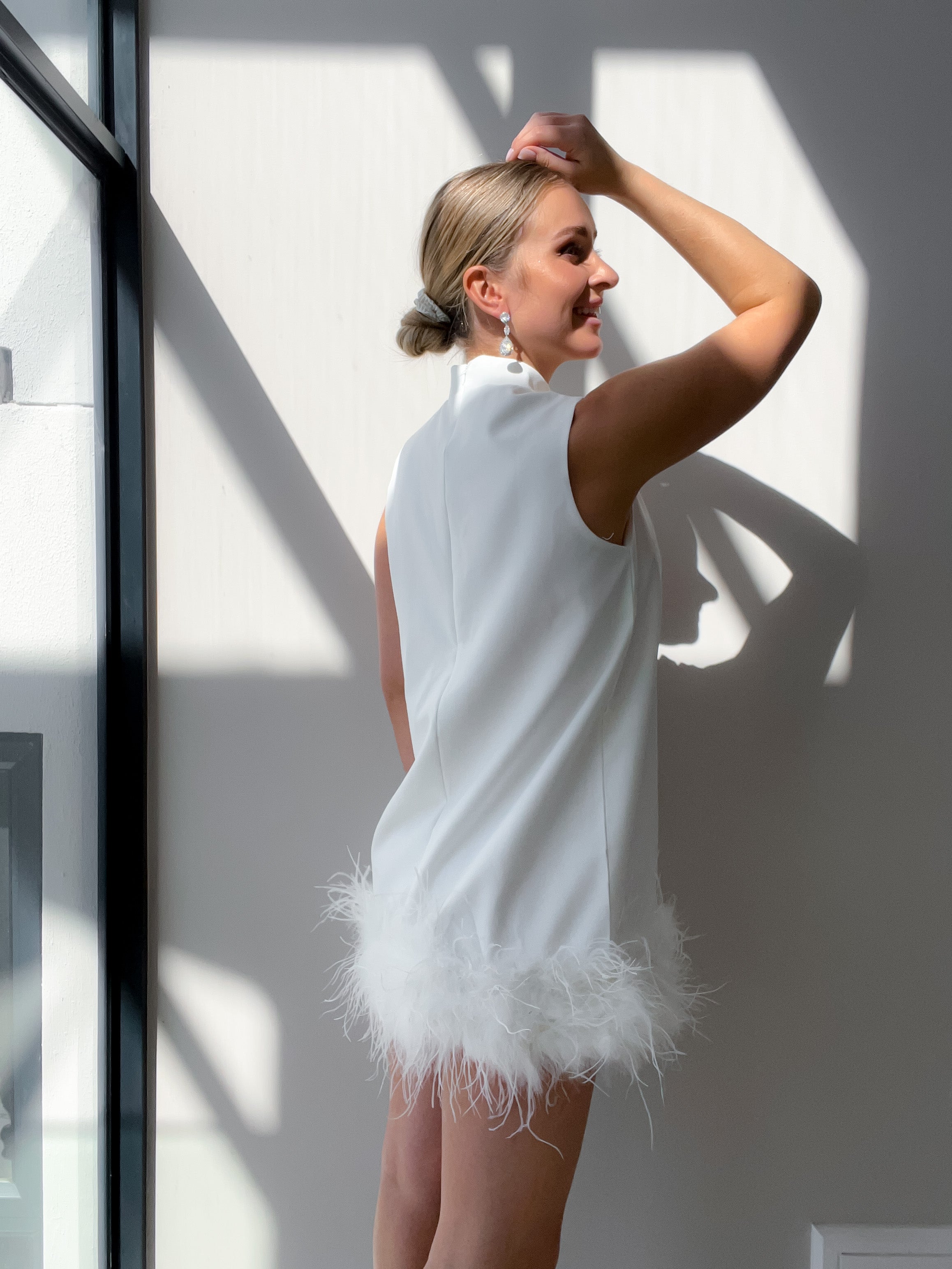 White feather hot sale mini dress