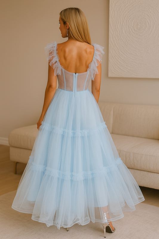 LIGHT BLUE TULLE CORSET DRESS (RENTAL)