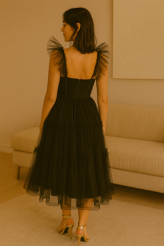 BLACK TULLE CORSET DRESS (RENTAL)