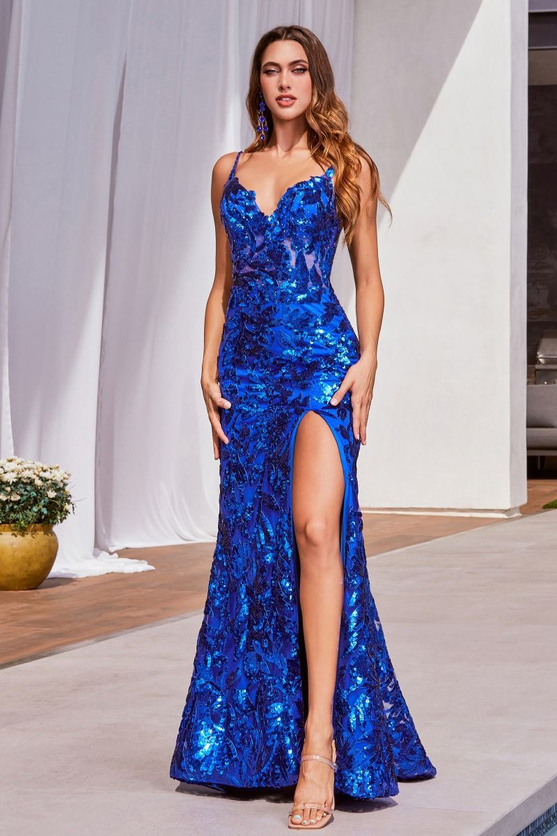 SEQUIN PRINTED FITTED GOWN- CM350*