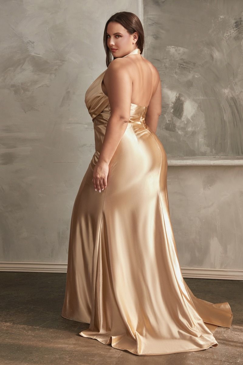 HALTER SATIN GOWN-CH079 CURVE