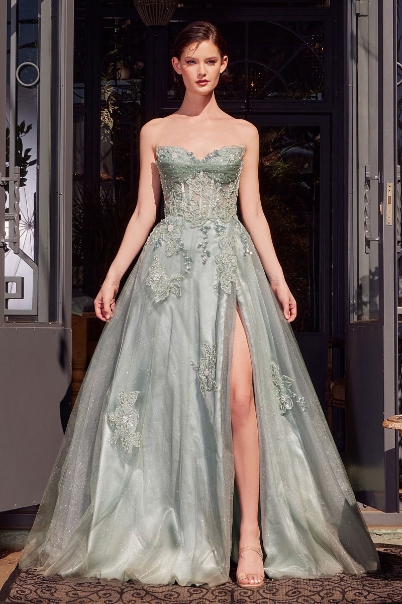 STRAPLESS LAYERED TULLE BALL GOWN- A1378