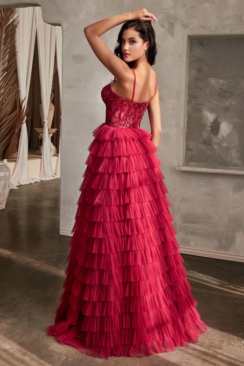 LAYERED TULLE BALL GOWN- CB143*