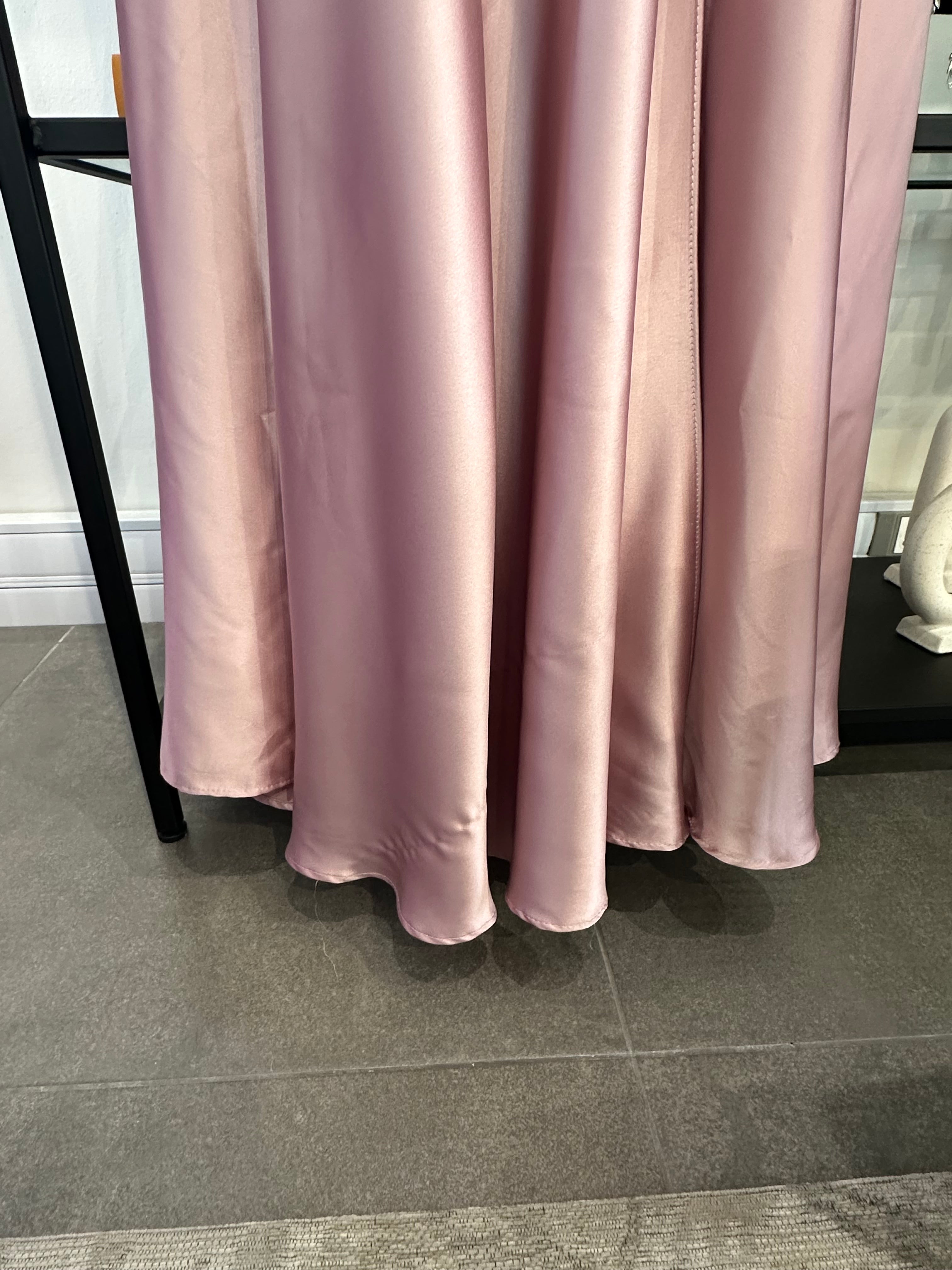MAUVE A-LINE SATIN BUSTIER DRESS- CD337 (SHOWROOM SALE)