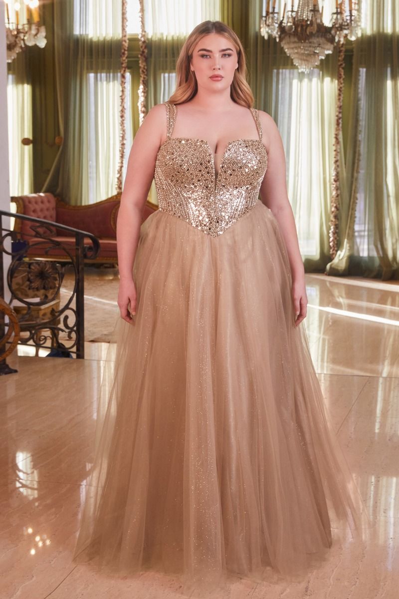 STRAPLESS A-LINE EMBELLISHED GOWN- CD0217C