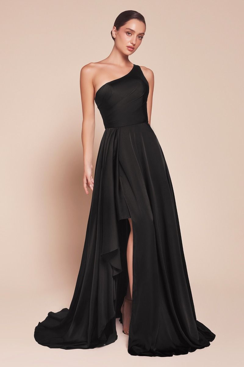 ONE SHOULDER SATIN A-LINE DRESS- 7450