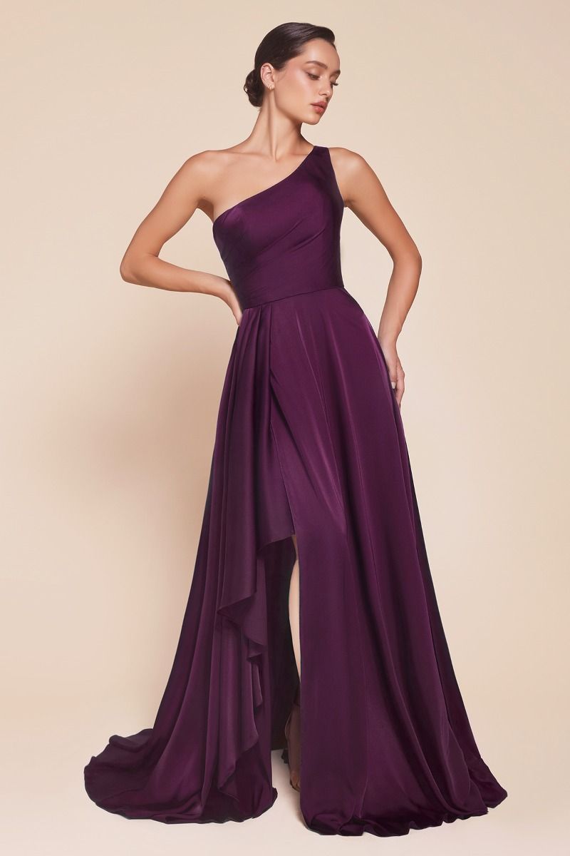 ONE SHOULDER SATIN A-LINE DRESS- 7450