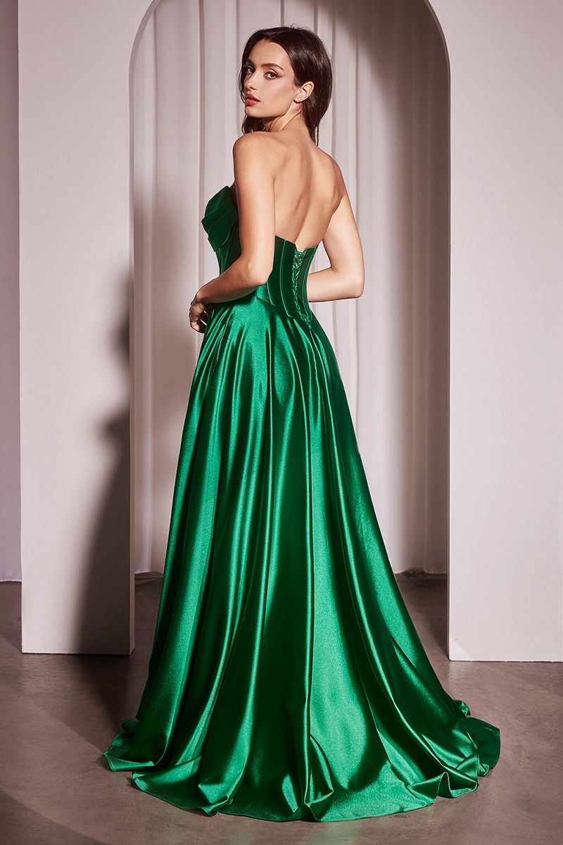 STRAPLESS SATIN A-LINE DRESS -CD378