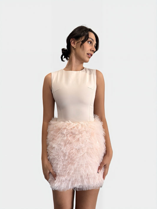 RUFFLE SKIRT MINI DRESS
