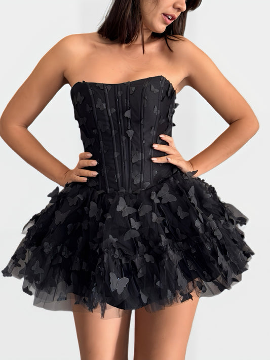 3D BUTTERFLY CORSET MINI DRESS