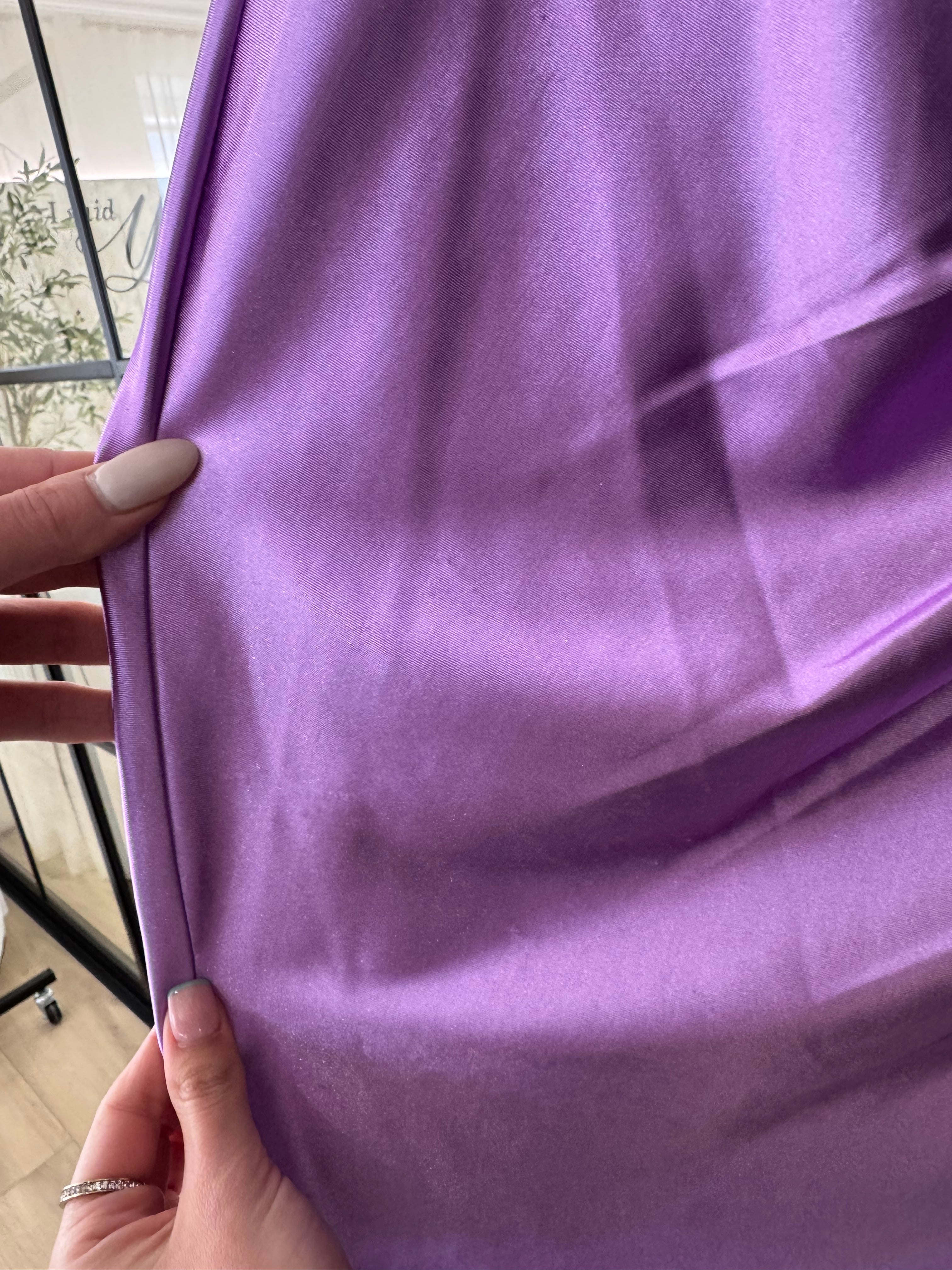 LAVENDER SATIN COWL NECK GOWN- CH172 (SHOWROOM SALE)