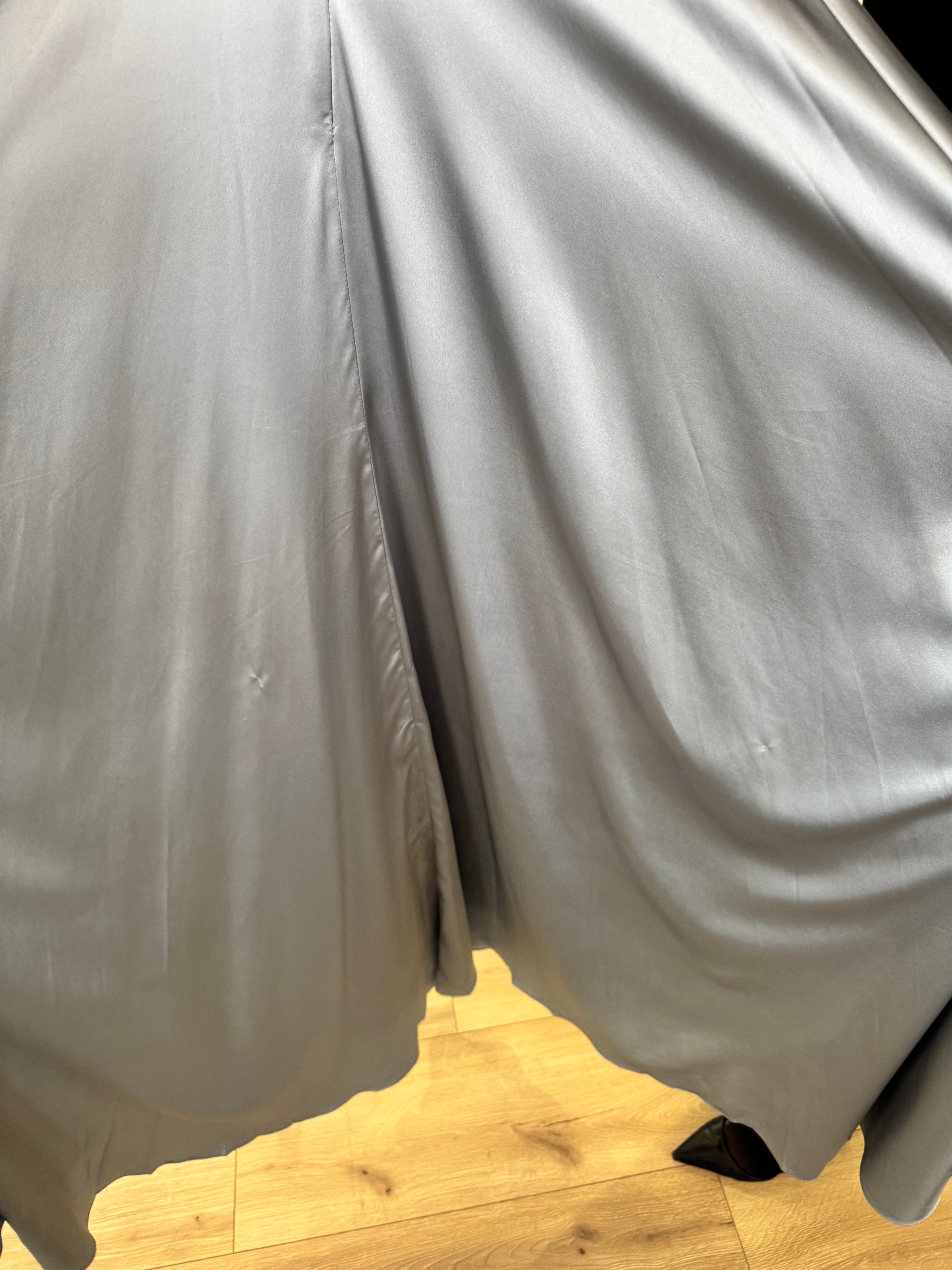 DUSTY BLUE SATIN A-LINE DRESS- BD104 (SHOWROOM SALE)