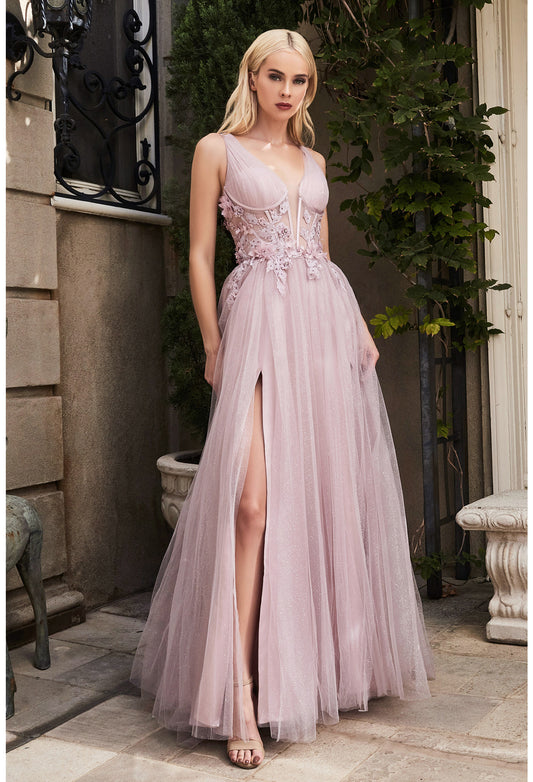 MAUVE MEGARA TULLE GOWN- A1057 (SHOWROOM SALE)