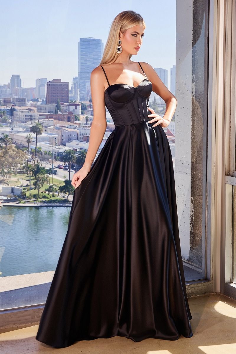 Black satin 2024 bustier dress