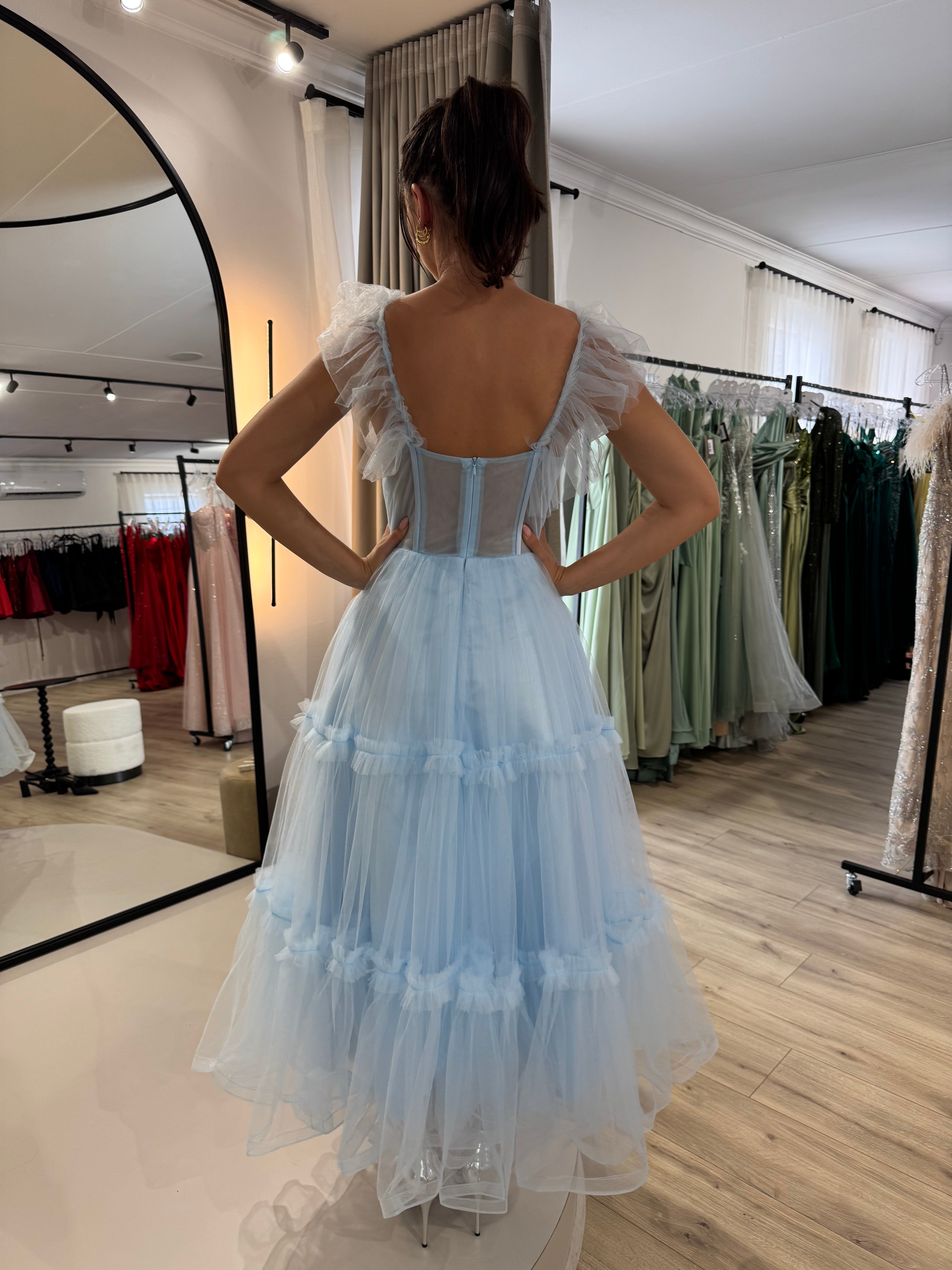 LIGHT BLUE TULLE CORSET DRESS (SHOWROOM SALE)