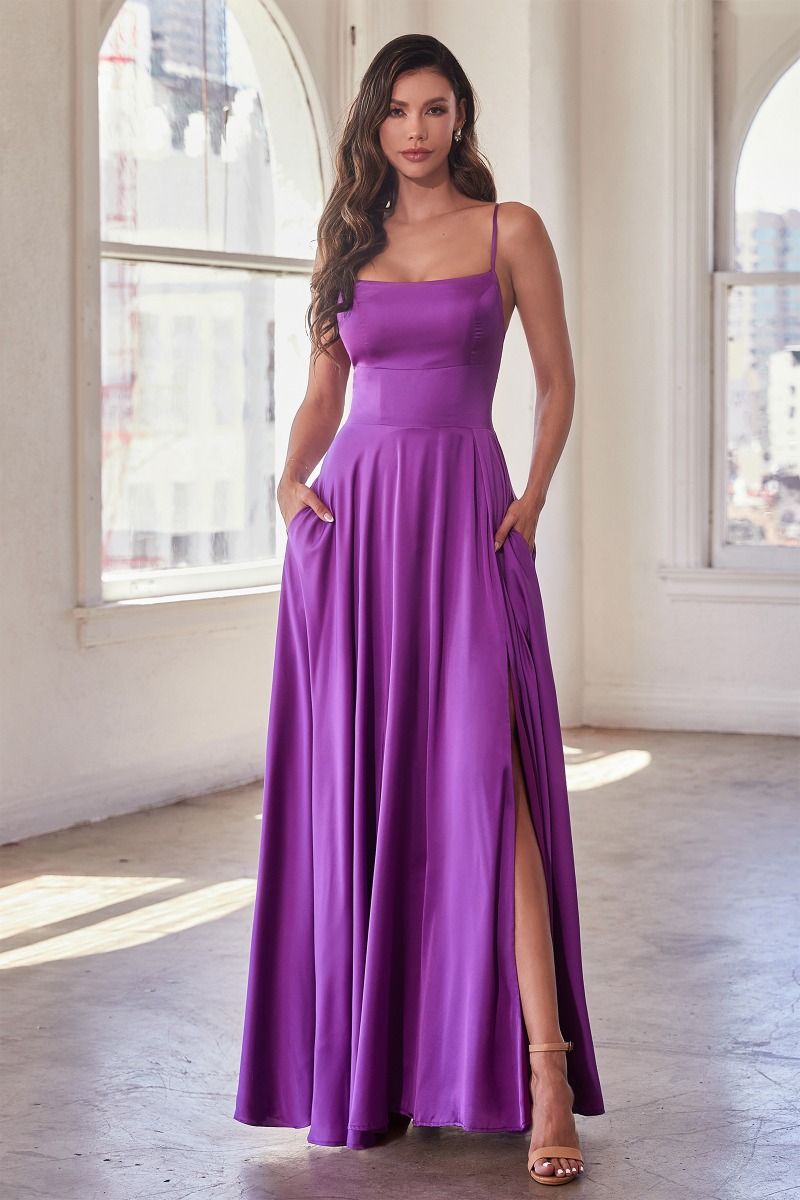 SATIN A-LINE GOWN- B8402