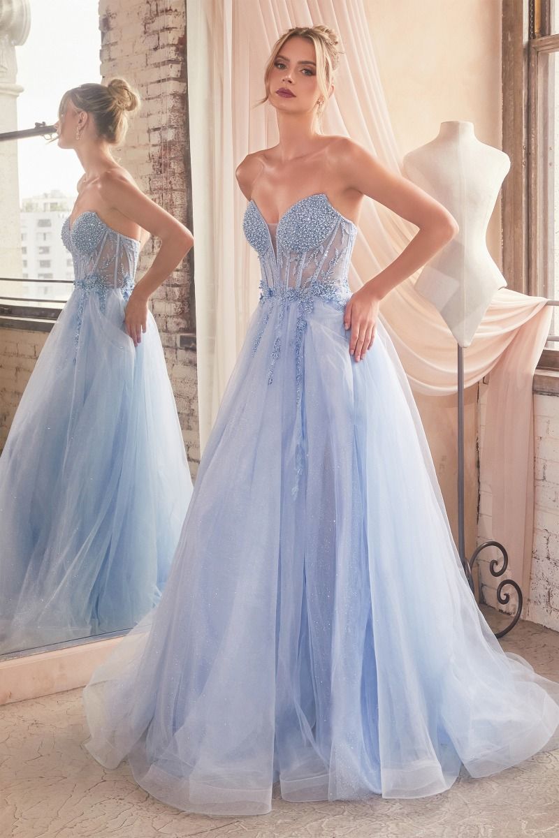 STRAPLESS LAYERED TULLE BALL GOWN- CD0230