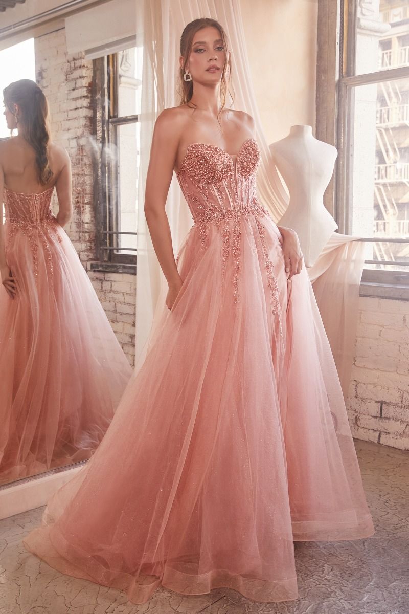 STRAPLESS LAYERED TULLE BALL GOWN- CD0230