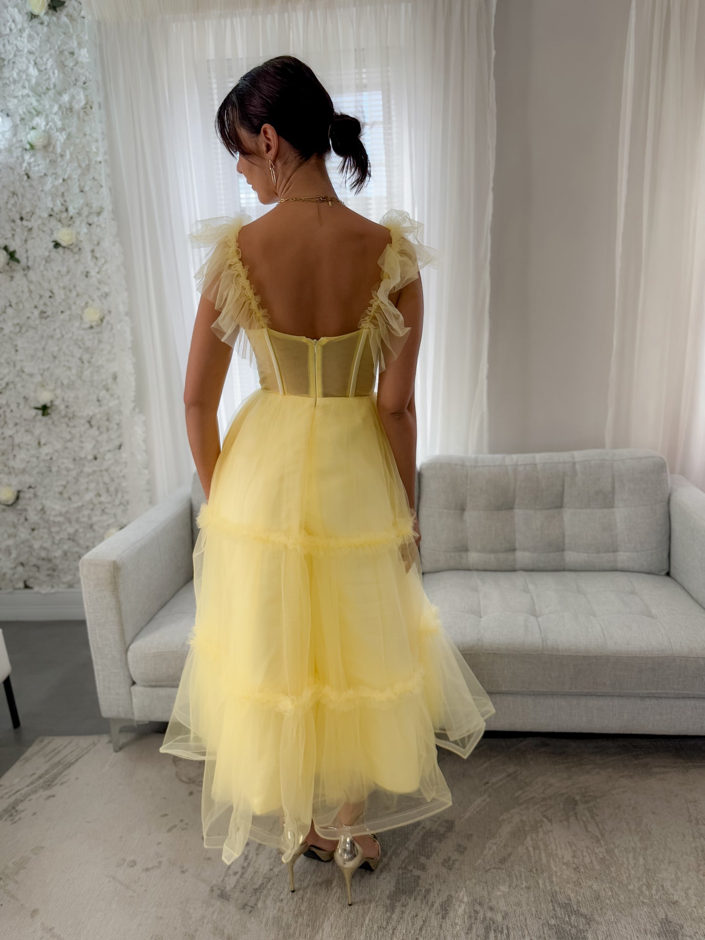 TULLE CORSET TEA-LENGTH DRESS
