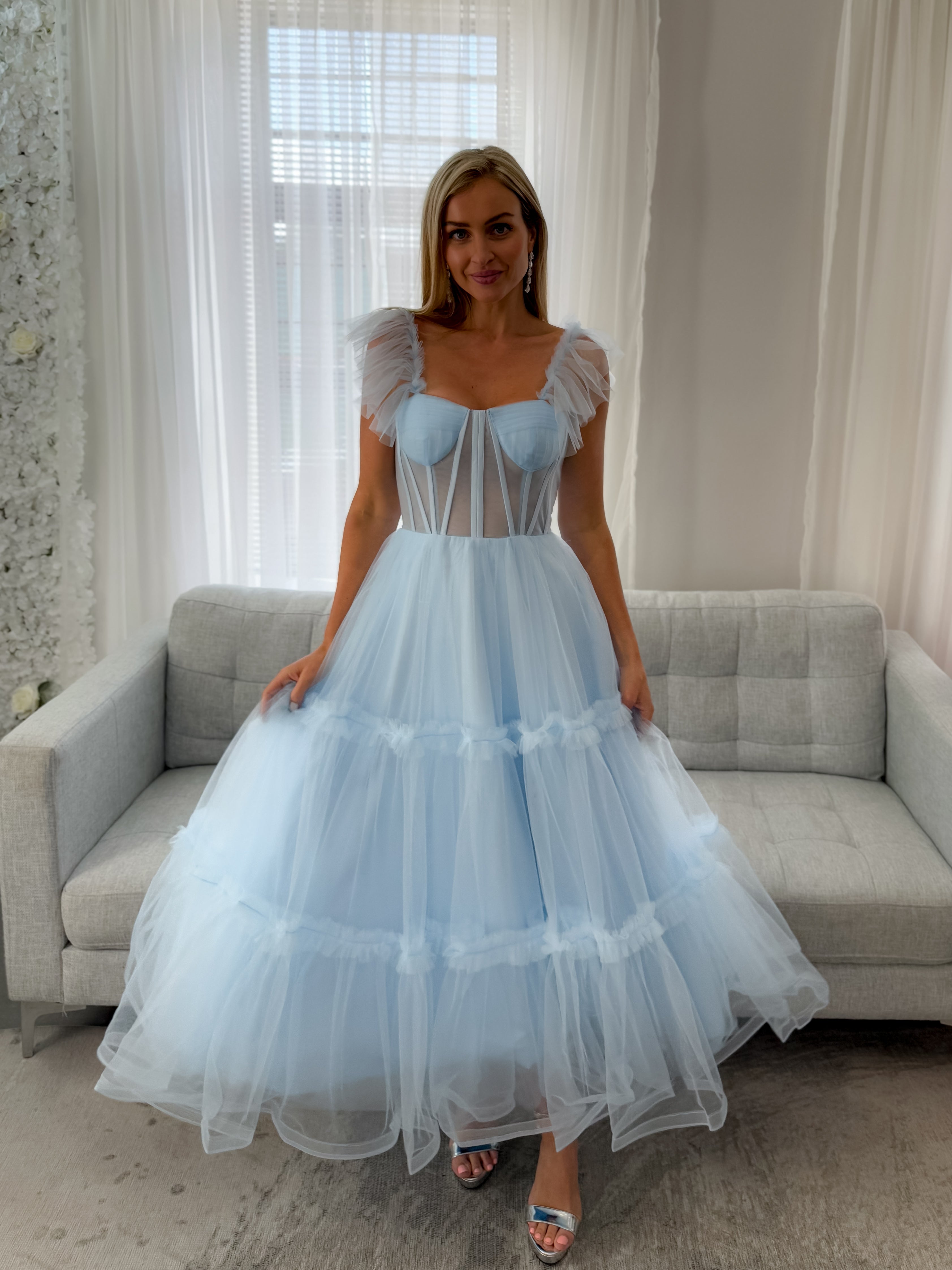 TULLE CORSET TEA-LENGTH DRESS