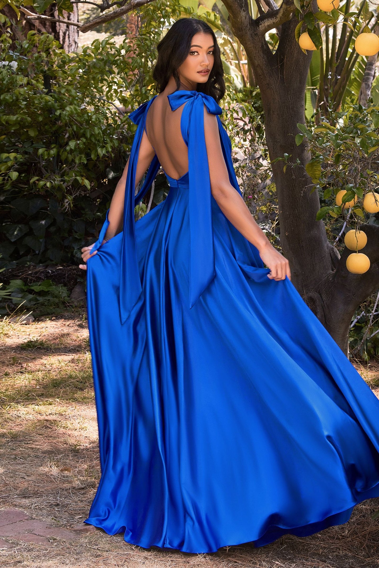 ROYAL BLUE SOFT SATIN A-LINE- 7490 (SHOWROOM SALE)