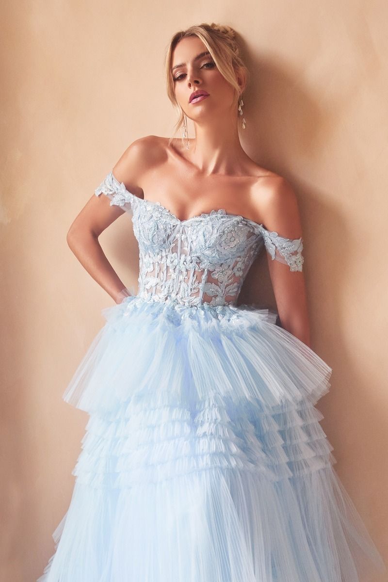 PLEATED TULLE BALL GOWN- 9315*