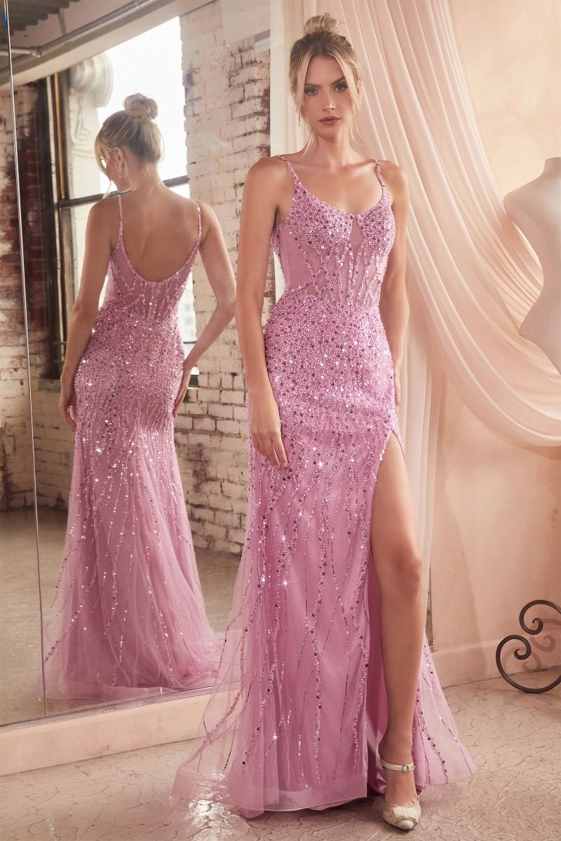 SEQUIN FITTED GOWN- CD0220