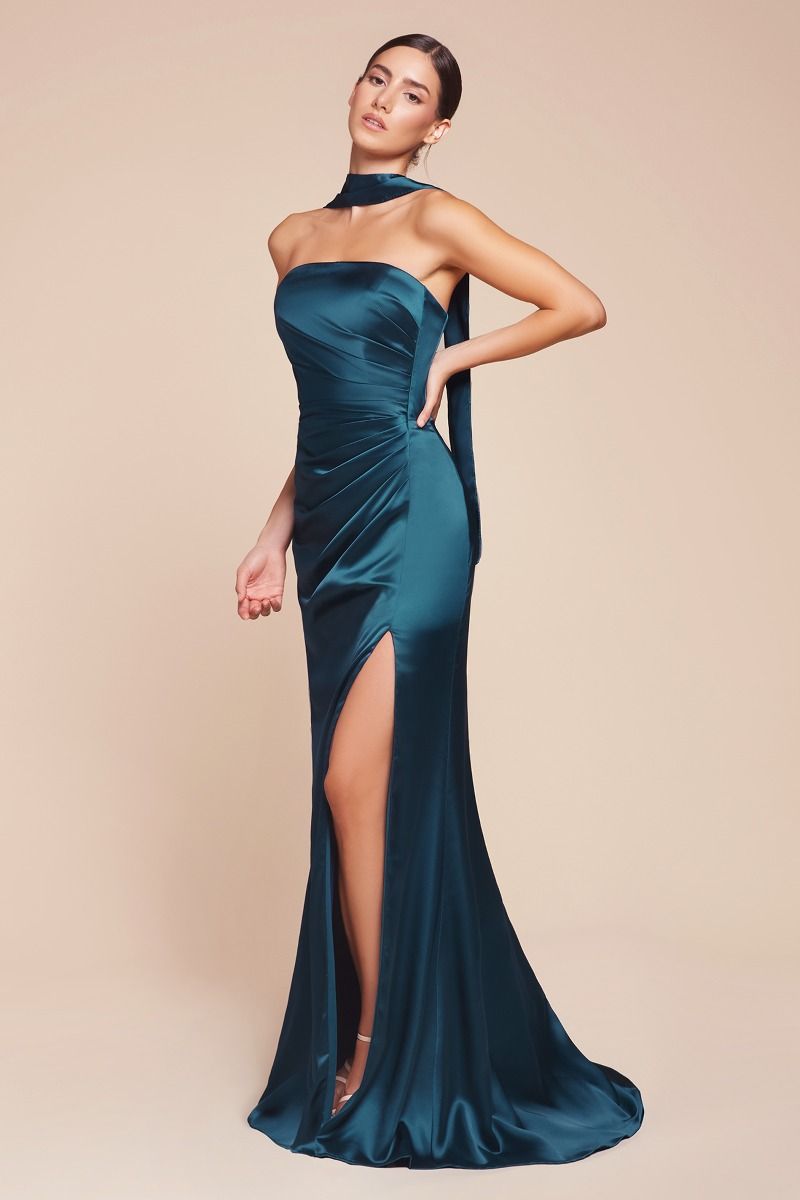 STRAPLESS SATIN DRESS & SASH- 7451