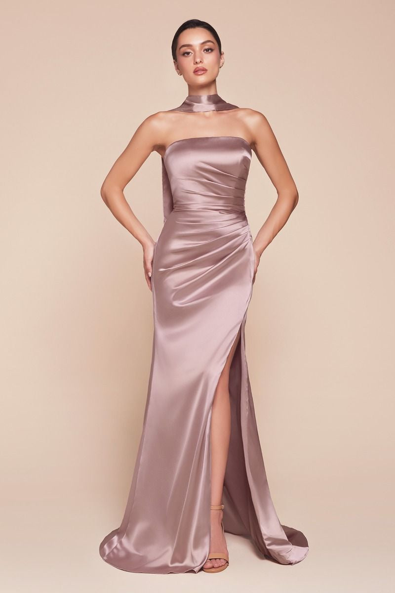 STRAPLESS SATIN DRESS & SASH- 7451