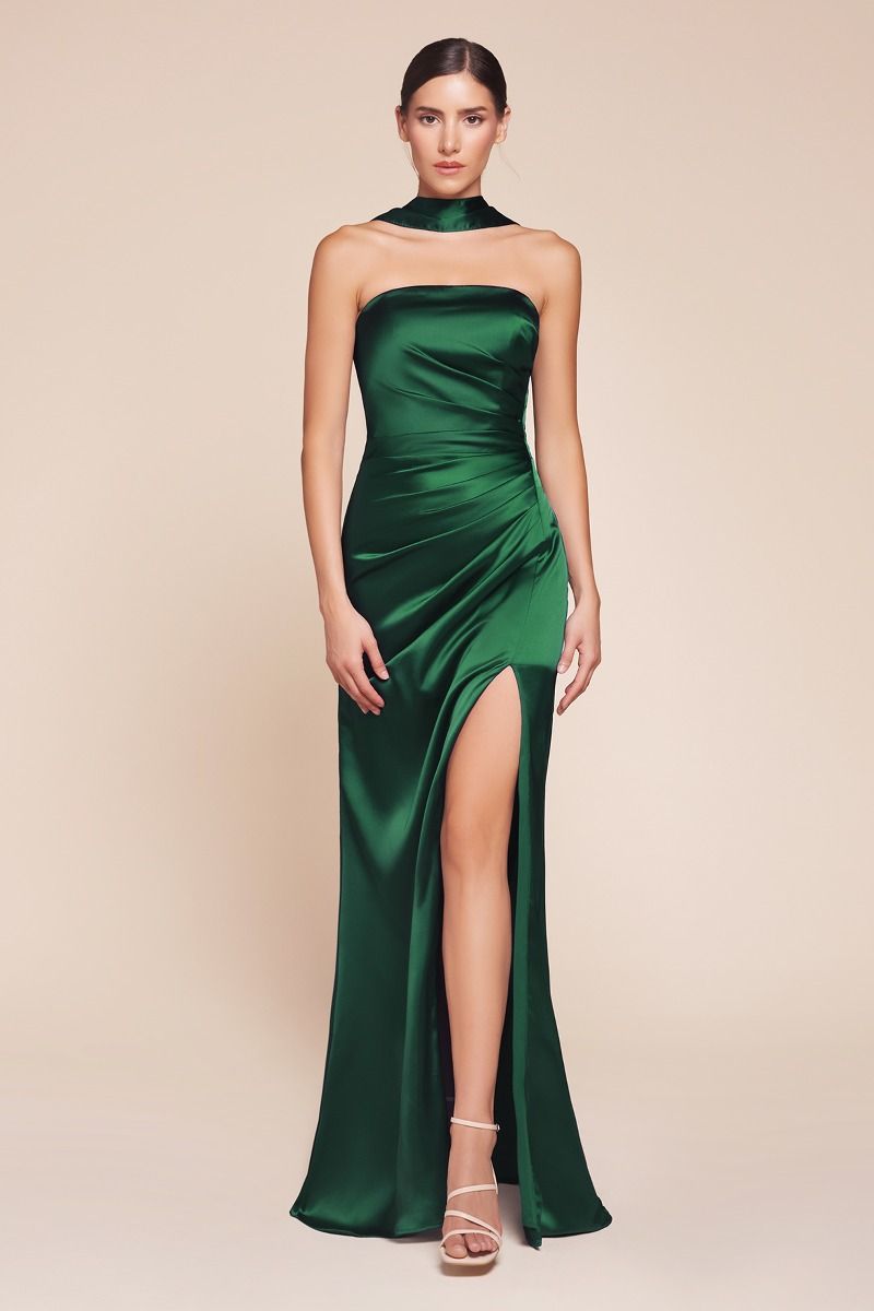 STRAPLESS SATIN DRESS & SASH- 7451