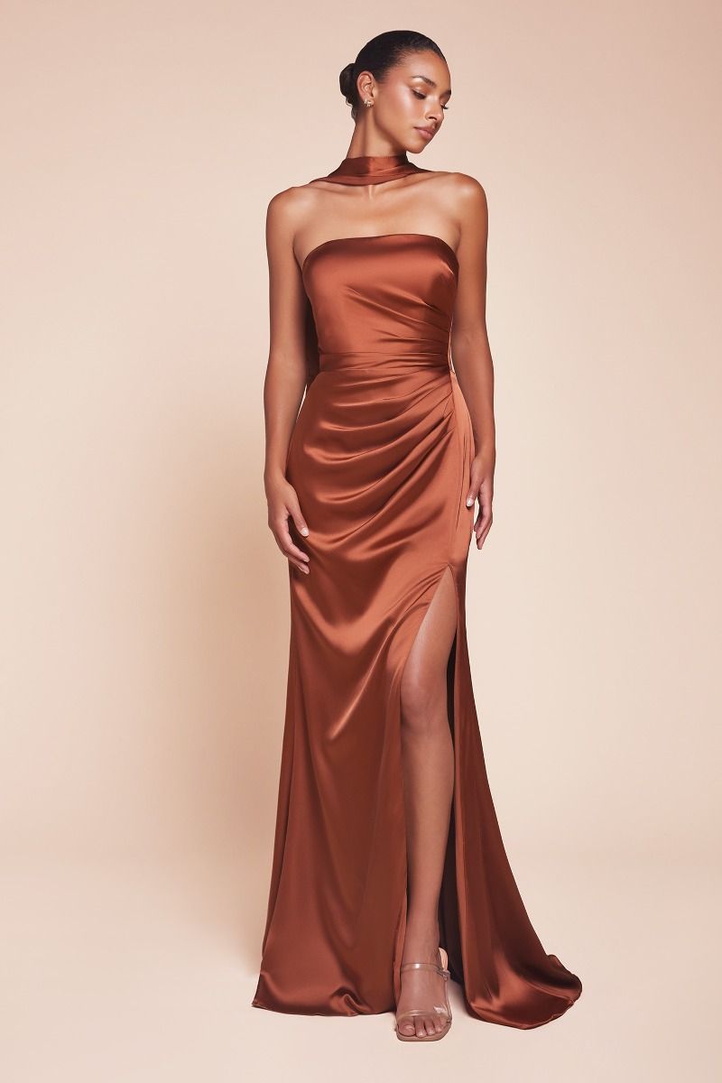 STRAPLESS SATIN DRESS & SASH- 7451