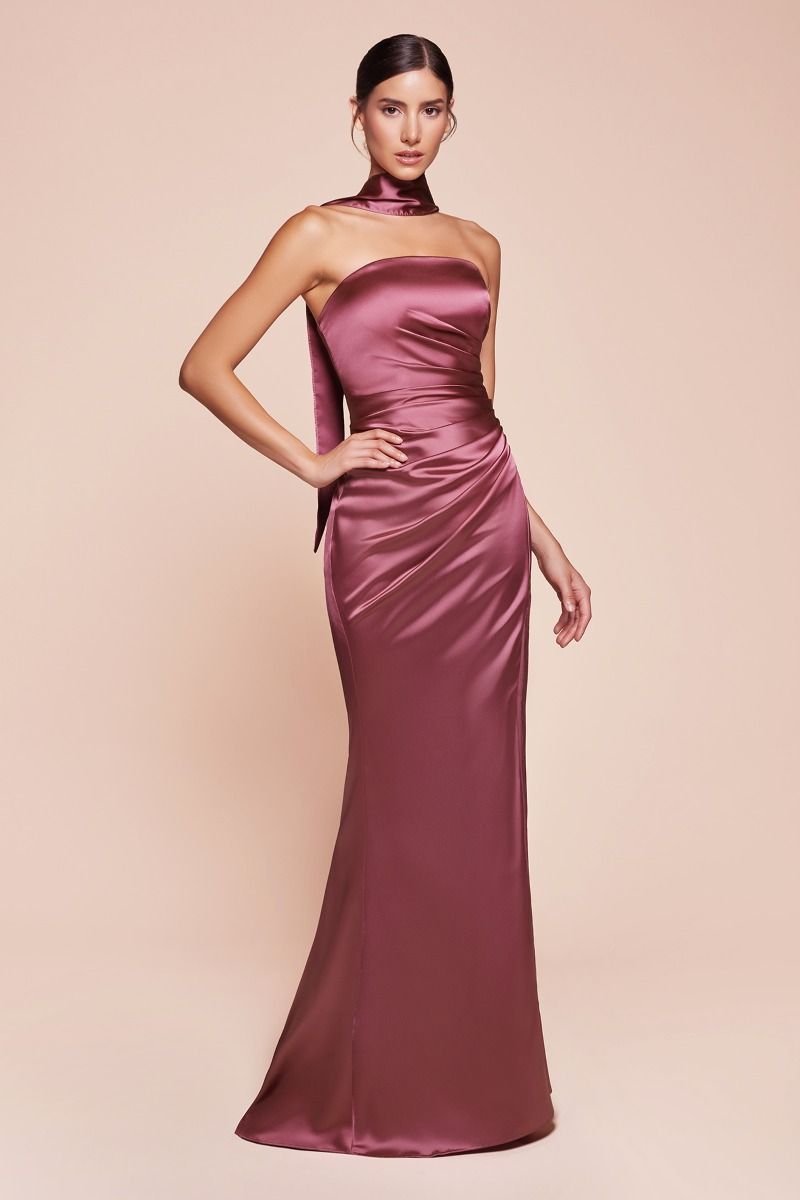 STRAPLESS SATIN DRESS & SASH- 7451