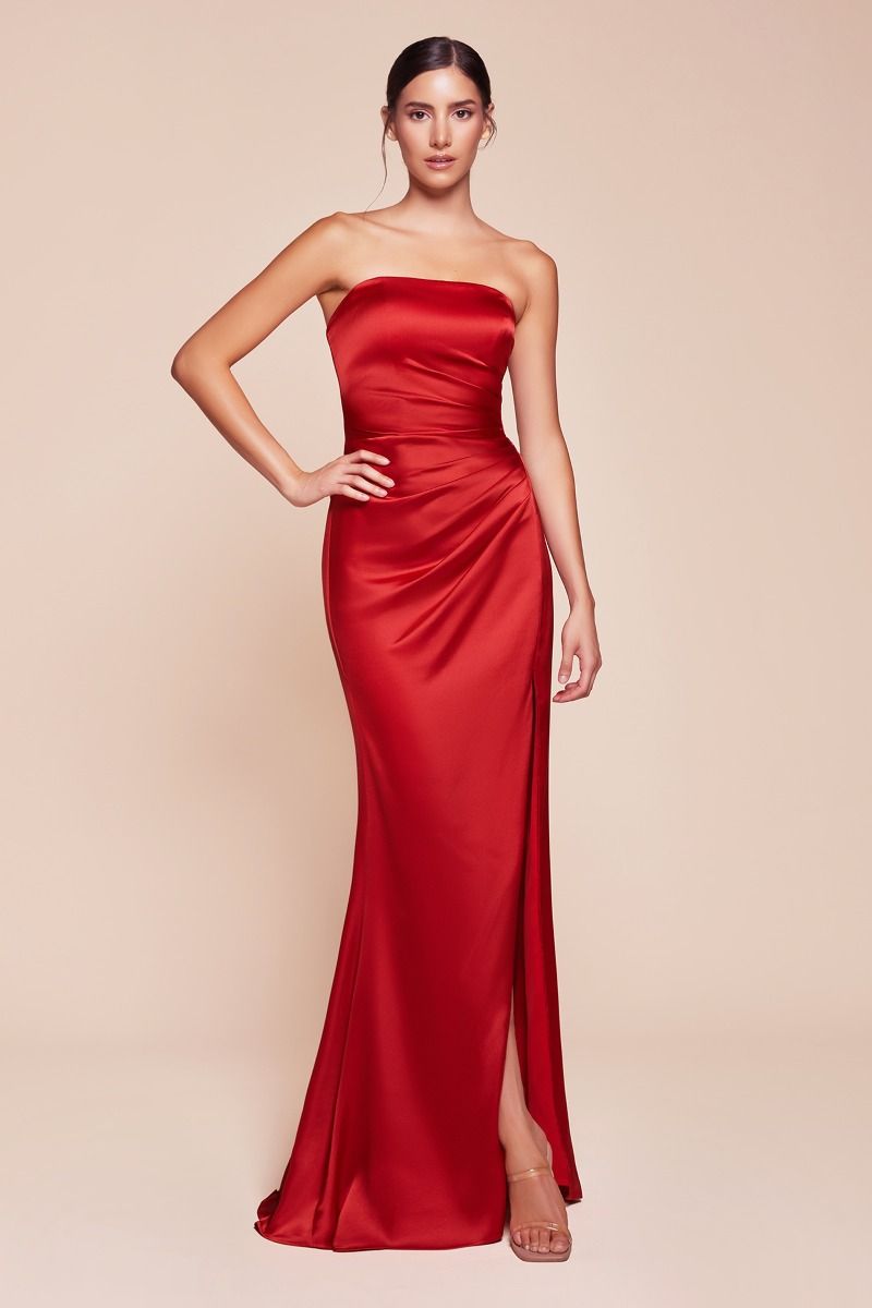 STRAPLESS SATIN DRESS & SASH- 7451