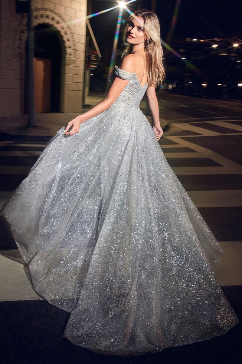 Silver clearance glitter gown