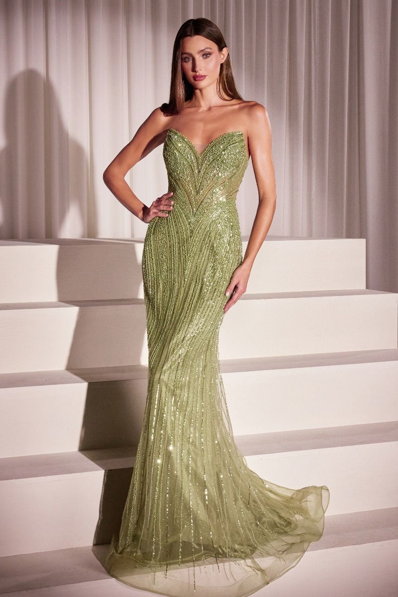 SEQUIN STRAPLESS FITTED DRESS- CC416