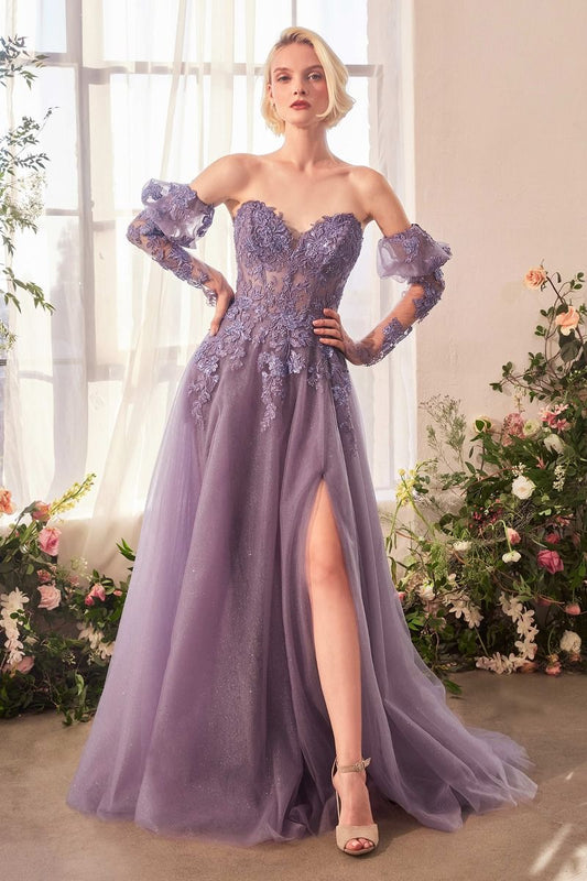 STRAPLESS A-LINE DRESS & REMOVABLE SLEEVES - A1398