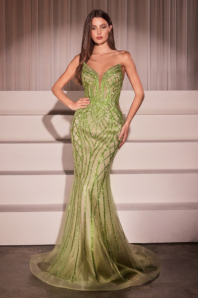 STRAPLESS EMBELLISHED MERMAID GOWN- CC6018