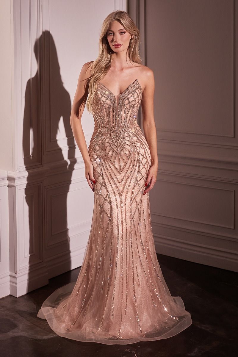 STRAPLESS EMBELLISHED MERMAID GOWN- CC6018