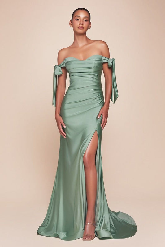 DARK SAGE STRETCH LUXE JERSEY DRESS- CD943 (RENTAL)