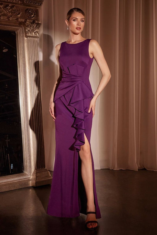 FITTED NEOPRENE BURGUNDY DRESS- CH377