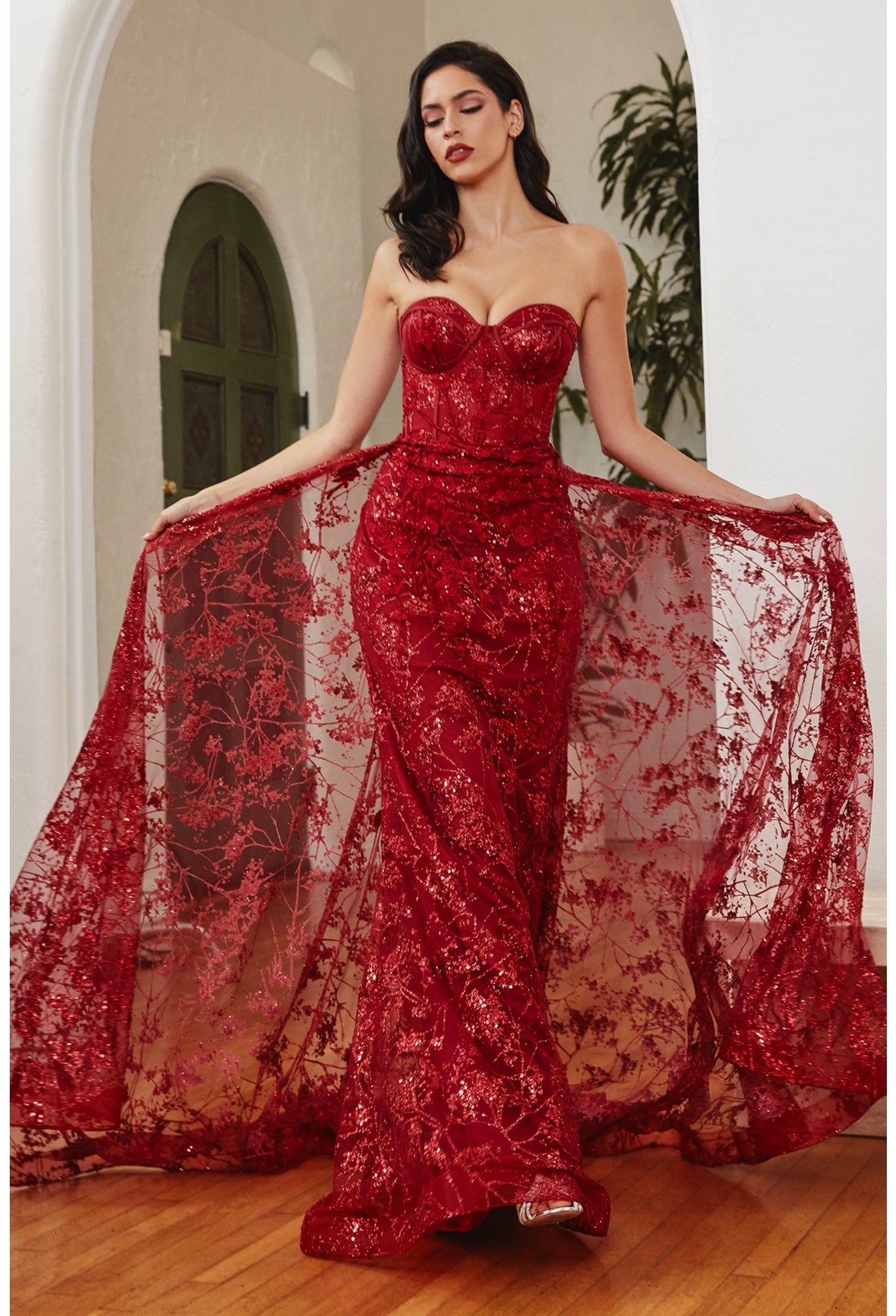 GLITTER FITTED GOWN AND OVERSKIRT CB046 Livia Co