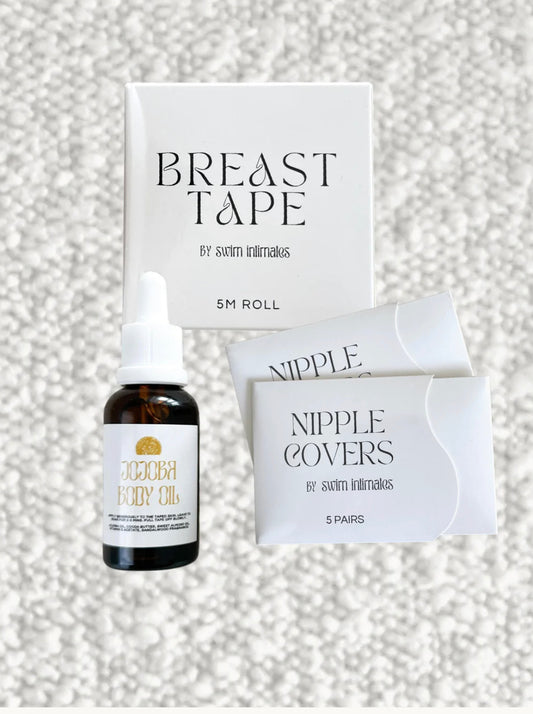 Breast Tape + Nipple Covers + Jojoba Body Oil Bundle