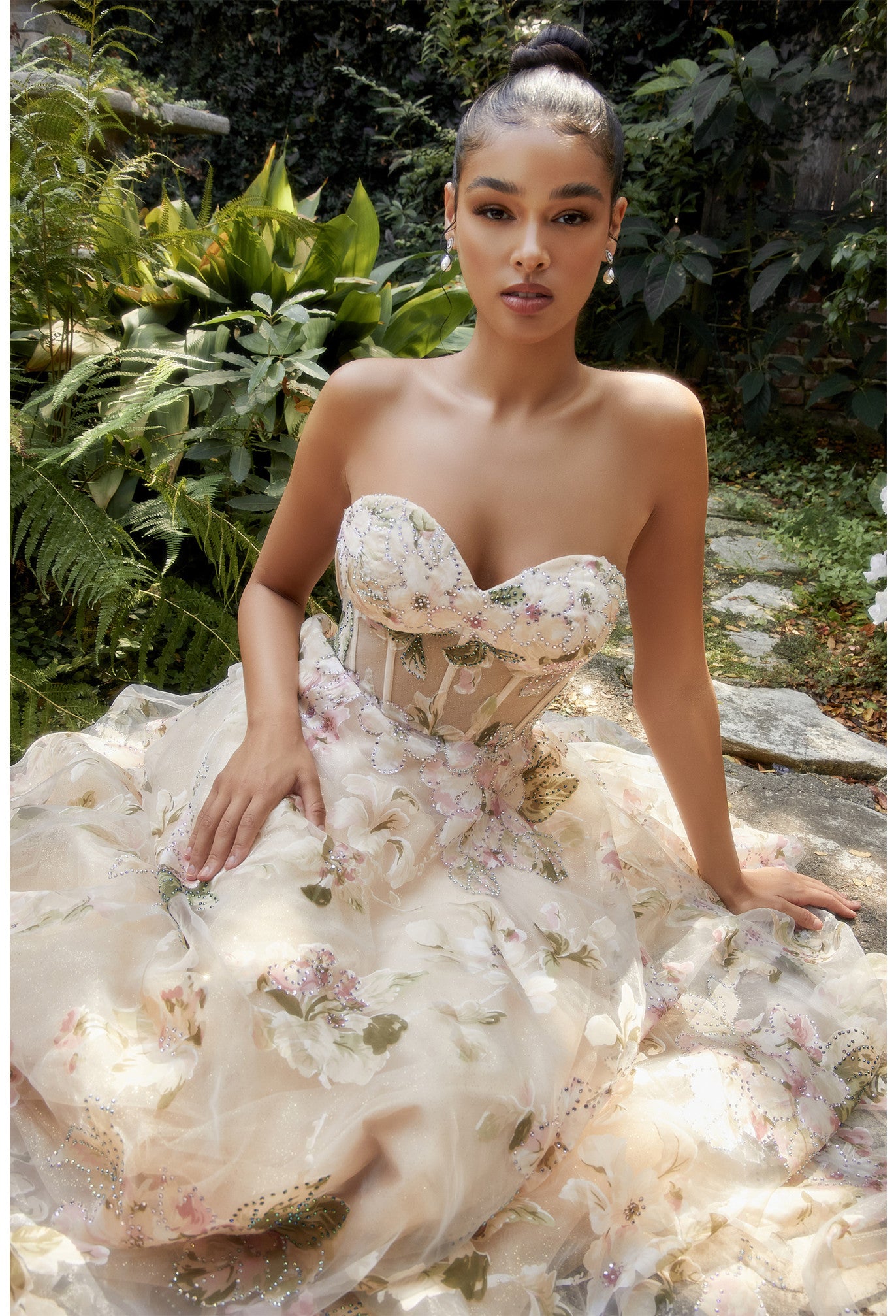 MAGNOLIA CORSET PRINTED GOWN- A1134